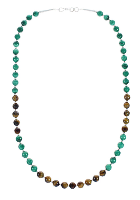 Multicolor Native American Sterling Silver Bead Necklace X10291