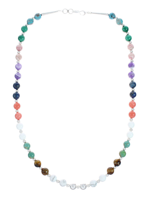 Sterling Silver Treasure Multicolor Bead Necklace X10292