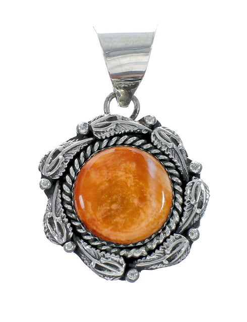 Navajo Oyster Shell Silver Bead Necklace Leaf Pendant Set X10300