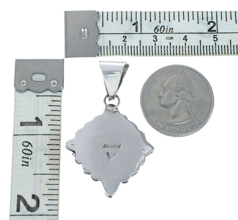 Native American Navajo Onyx And Citrine Sterling Silver Pendant X10309