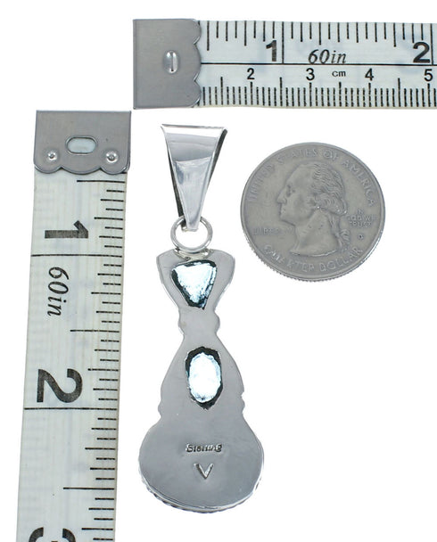 Navajo Native American Turquoise Blue Topaz Sterling Silver Pendant X10305