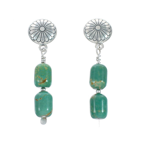 Turquoise And Sterling Silver Bead Post Dangle Earrings X10357