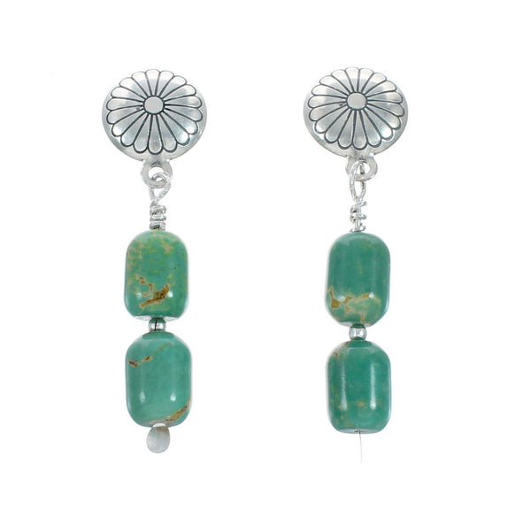 Turquoise And Sterling Silver Bead Post Dangle Earrings X10357
