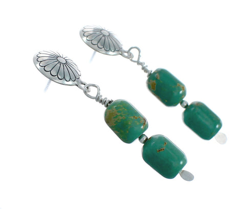 Turquoise And Sterling Silver Bead Post Dangle Earrings X10357