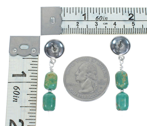 Turquoise And Sterling Silver Bead Post Dangle Earrings X10357