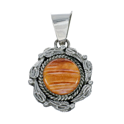 Authentic Navajo Oyster Shell Feather Sterling Silver Pendant X10360