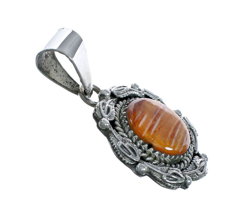 Authentic Navajo Oyster Shell Feather Sterling Silver Pendant X10360