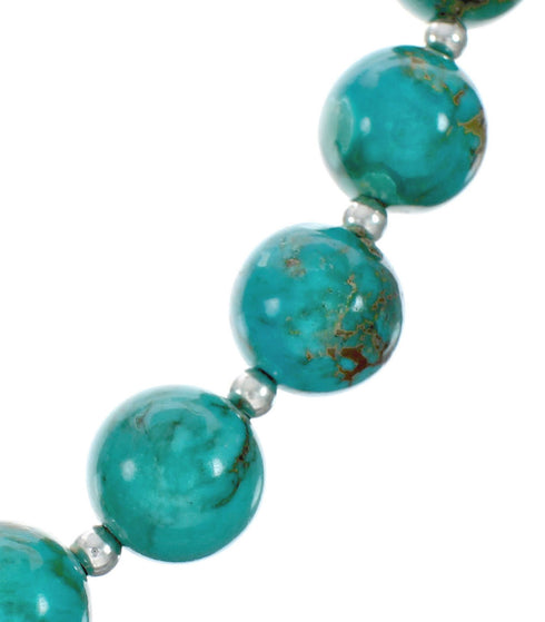Native American Sterling Silver Turquoise Bead Necklace X10364