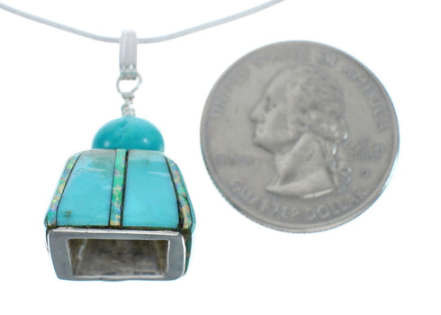 Sterling Silver Turquoise Opal Italian Snake Chain Necklace Set X10365