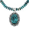 Native American Sterling Silver Turquoise Pendant Bead Necklace X10367
