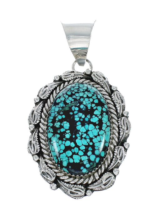 Native American Sterling Silver Turquoise Pendant Bead Necklace X10367