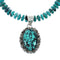 Native American Sterling Silver Turquoise Navajo Pendant Bead Necklace X10368