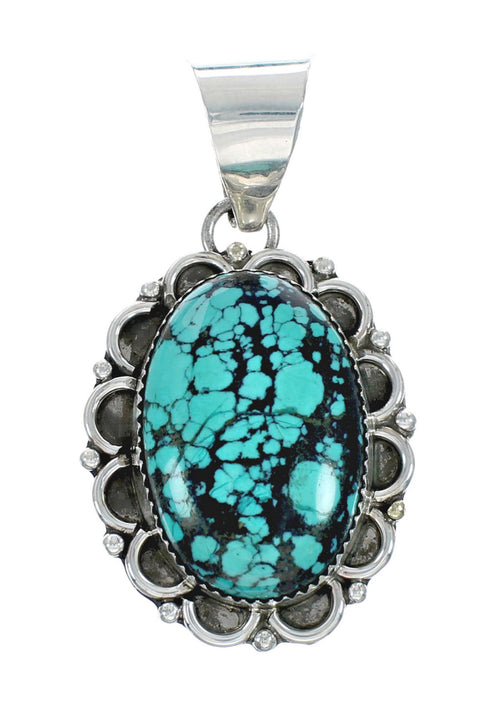 Native American Sterling Silver Turquoise Navajo Pendant Bead Necklace X10368