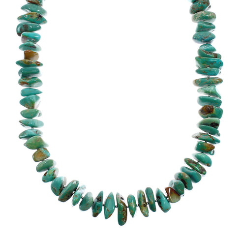 Sterling Silver And Kingman Turquoise Navajo Bead Necklace X10379