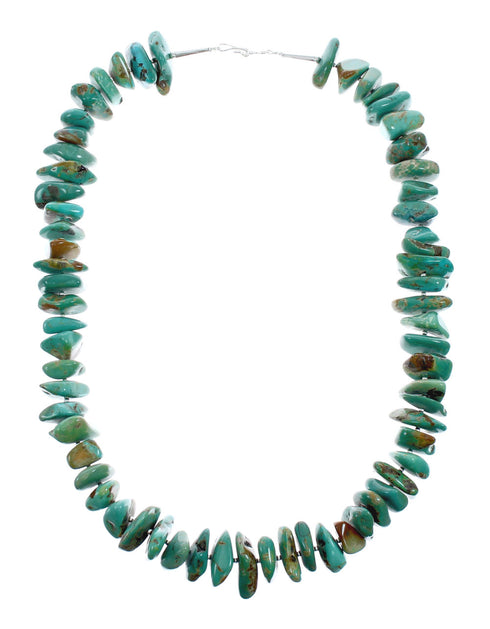 Sterling Silver And Kingman Turquoise Navajo Bead Necklace X10379