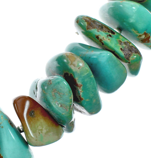 Sterling Silver And Kingman Turquoise Navajo Bead Necklace X10379