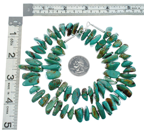 Sterling Silver And Kingman Turquoise Navajo Bead Necklace X10379