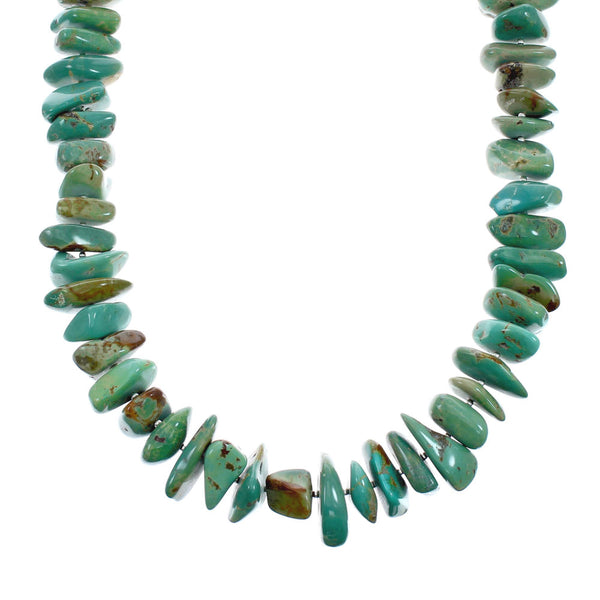 Navajo Sterling Silver And Kingman Turquoise Chunky Bead Necklace X10380