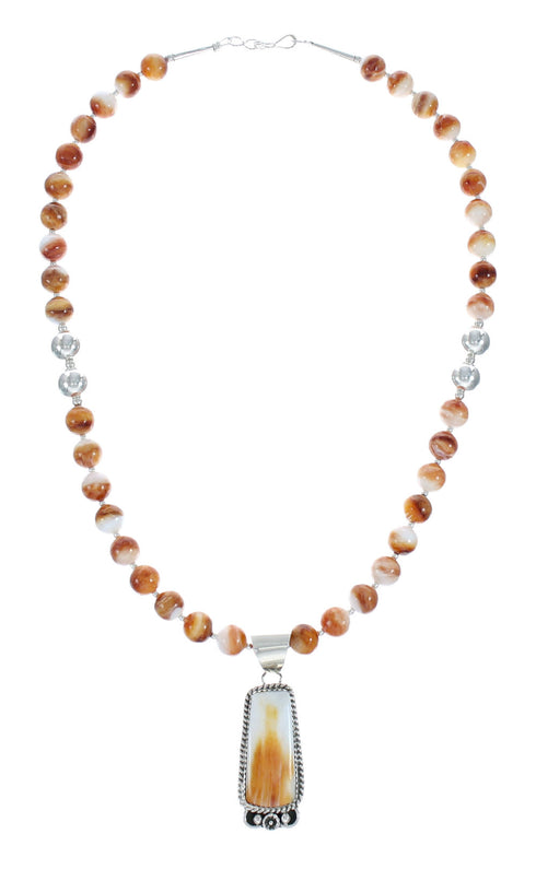 Navajo Oyster Shell Silver Bead Necklace Pendant Set X10382
