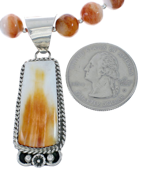 Navajo Oyster Shell Silver Bead Necklace Pendant Set X10382