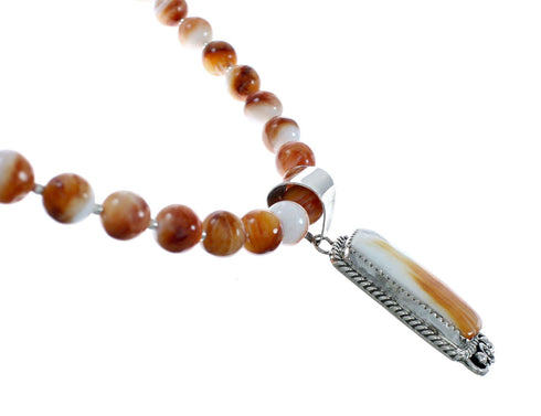 Navajo Oyster Shell Silver Bead Necklace Pendant Set X10382