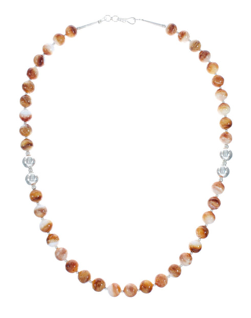 Navajo Oyster Shell Silver Bead Necklace Pendant Set X10382