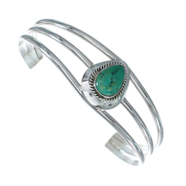 Navajo Turquoise Sterling Silver Tear Drop Cuff Bracelet X10384