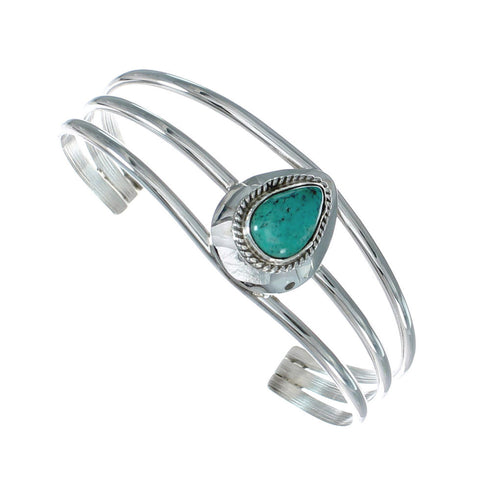 Native American Navajo Turquoise Sterling Silver Tear Drop Cuff Bracelet X10385