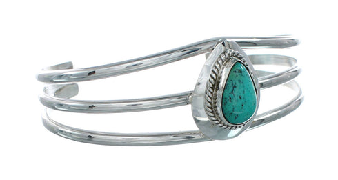 Native American Navajo Turquoise Sterling Silver Tear Drop Cuff Bracelet X10385
