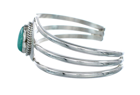 Native American Navajo Turquoise Sterling Silver Tear Drop Cuff Bracelet X10385