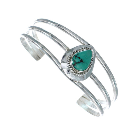 Turquoise Navajo Sterling Silver Tear Drop Cuff Bracelet X10386