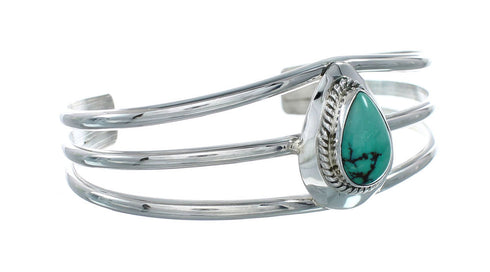 Turquoise Navajo Sterling Silver Tear Drop Cuff Bracelet X10386