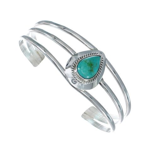 Turquoise Navajo Sterling Silver Tear Drop Cuff Bracelet X10387