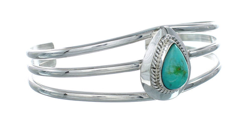 Turquoise Navajo Sterling Silver Tear Drop Cuff Bracelet X10387