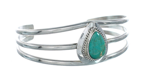 Native American Sterling Silver Turquoise Navajo Tear Drop Cuff Bracelet X10390