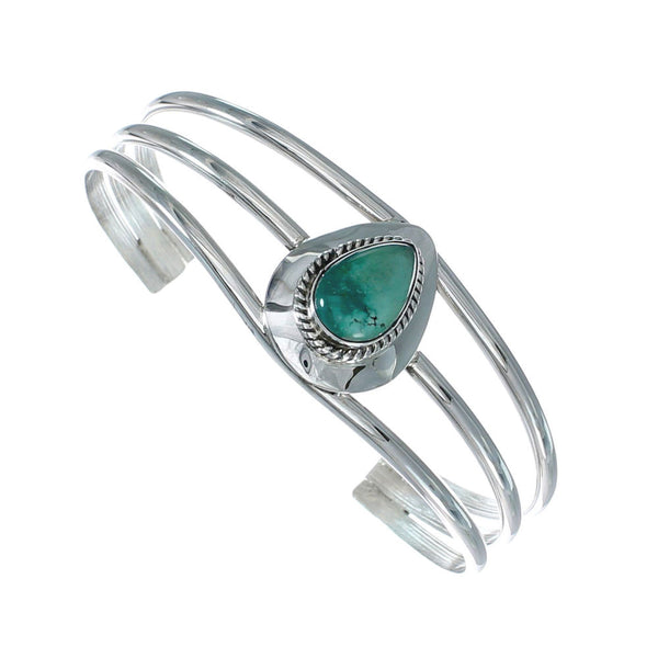 Turquoise Navajo Sterling Silver Tear Drop Cuff Bracelet X10391
