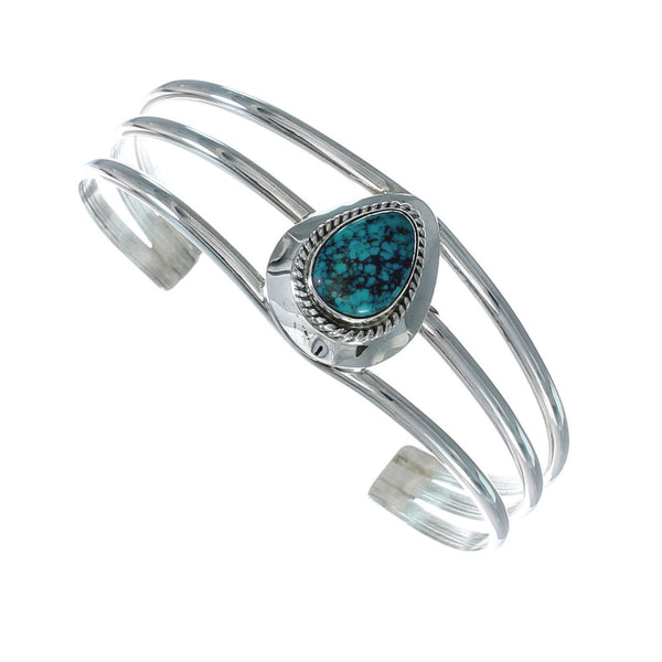 Turquoise Navajo Sterling Silver Tear Drop Cuff Bracelet X10393