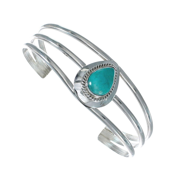 Native American Turquoise Navajo Sterling Silver Tear Drop Cuff Bracelet X10394