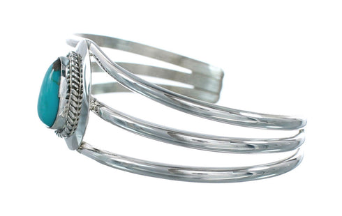 Native American Navajo Turquoise Sterling Silver Tear Drop Cuff Bracelet X10395