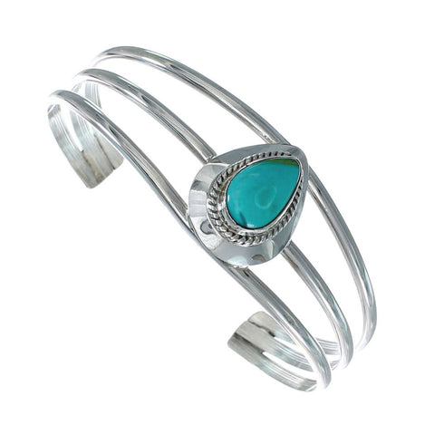 Turquoise Native American Navajo Sterling Silver Tear Drop Cuff Bracelet X10397