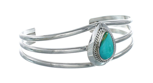 Turquoise Native American Navajo Sterling Silver Tear Drop Cuff Bracelet X10397