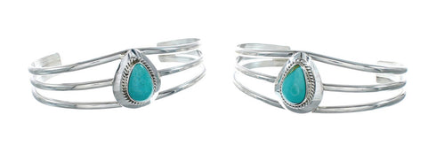 Turquoise Native American Navajo Sterling Silver Tear Drop Cuff Bracelet X10397