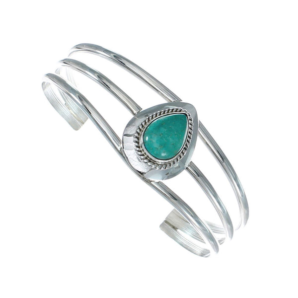 Turquoise Native American Sterling Silver Tear Drop Cuff Bracelet X10398