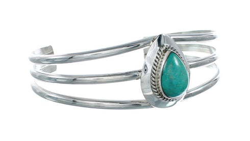 Turquoise Native American Sterling Silver Tear Drop Cuff Bracelet X10398