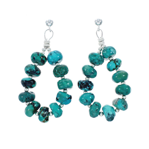 Genuine Navajo Turquoise Sterling Silver Post Dangle Earrings X10405