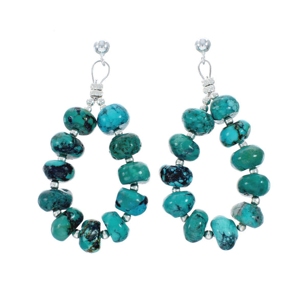 Genuine Navajo Turquoise Sterling Silver Post Dangle Earrings X10405