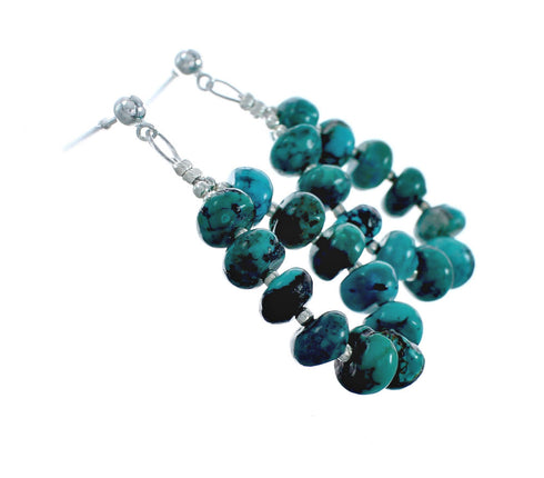 Genuine Navajo Turquoise Sterling Silver Post Dangle Earrings X10405
