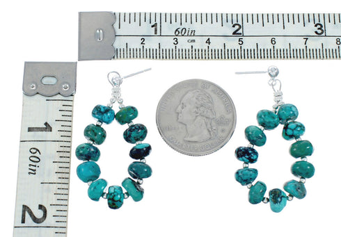 Genuine Navajo Turquoise Sterling Silver Post Dangle Earrings X10405