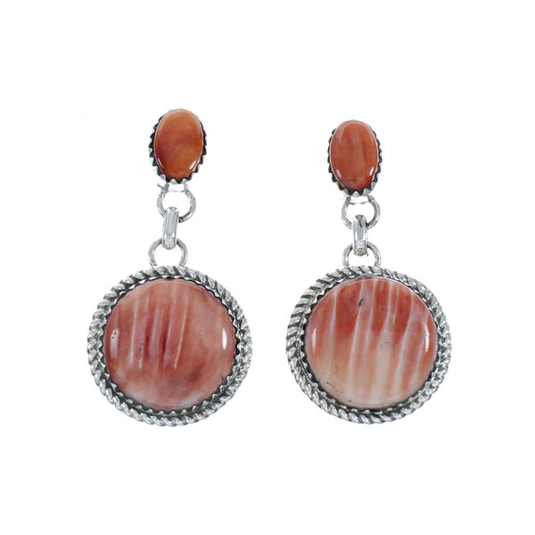 Native American Oyster Shell Sterling Silver Post Dangle Earrings X10410