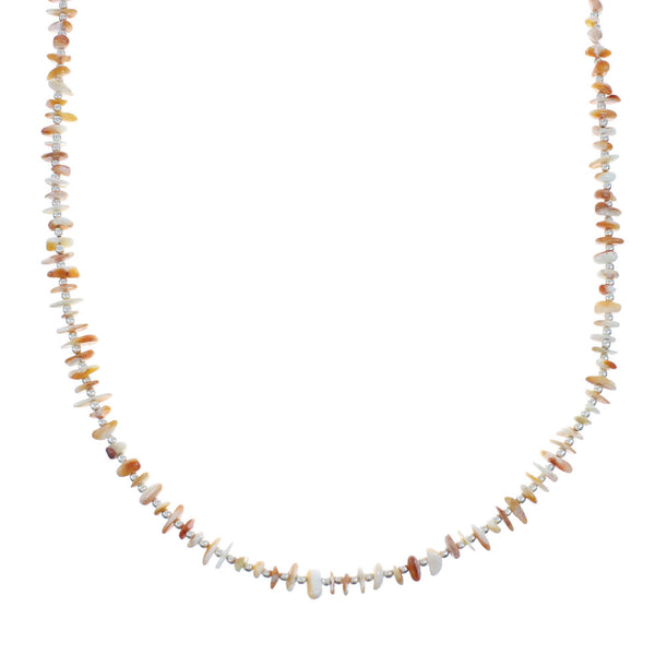 Orange Oyster Shell Sterling Silver Bead Necklace X10417